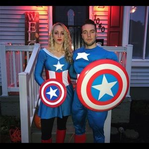 Captain America and Captain Marvel couple costume